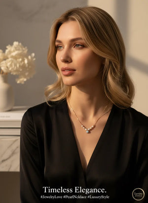 Collana Punto Luce con Perle in Acciaio Inossidabile - Girocollo Regolabile Oro e Argento