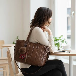 Borsa + OMAGGIO charms bauletto biker firmato YYCOVERI donna spalla a tracolla simil pelle trapuntata effetto lucido