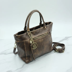 L'Arragia - Borsa shopping firmata GYOIAMEA a mano tracolla casual simil pelle venata