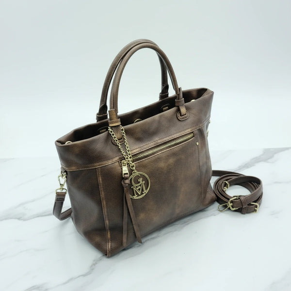 L'Arragia - Borsa shopping firmata GYOIAMEA a mano tracolla casual simil pelle venata