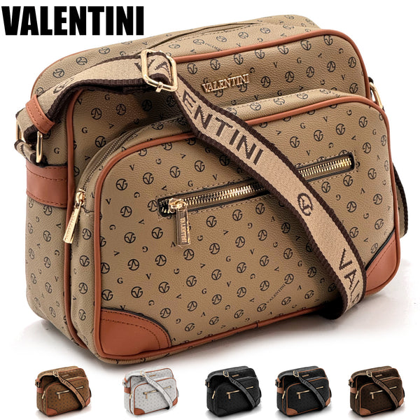 Borsa firmata VALENTINI multitasche capiente donna tracolla fantasia logo grande