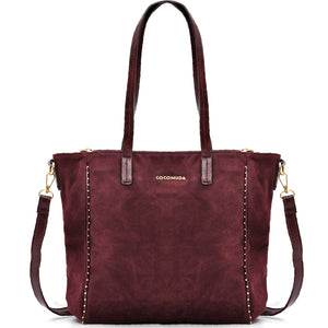 Borsa firmata COCONUDA donna borchie spalla shopping capiente simil pelle scamosciata camoscio