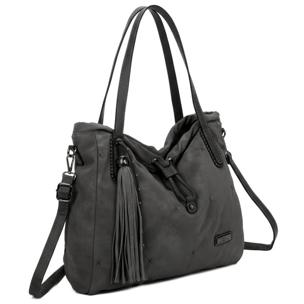 CHARRO - Borsa 2in1 trasformabile similpelle camoscio velluto morbida a sacco hobo capiente unica tinta nuovo