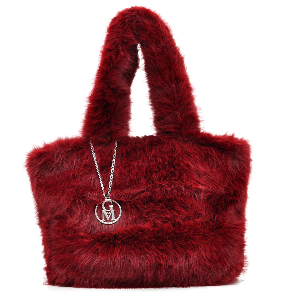 L'orsacchiotta - Borsa firmata Gyoiamea in eco pelliccia morbida teddy pelo a shopping