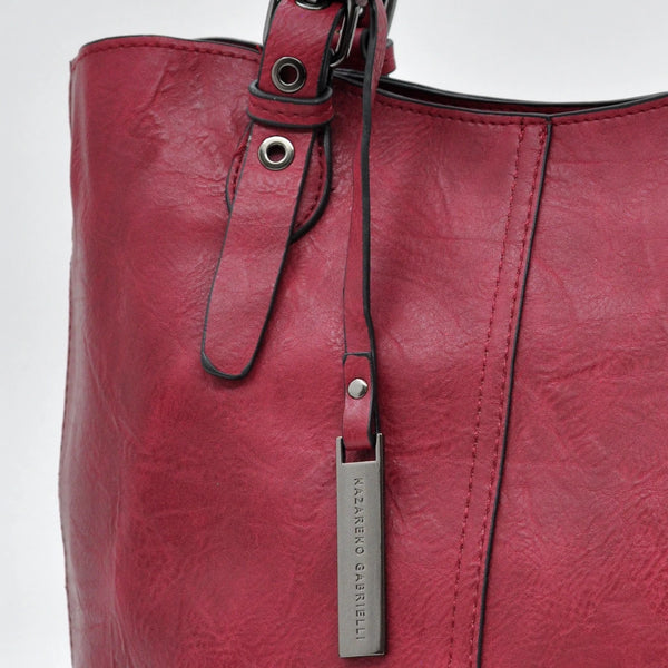 Borsa firmata Nazareno Gabrielli + pochette OMAGGIO donna spalla shopping capiente simil pelle venata coconuda