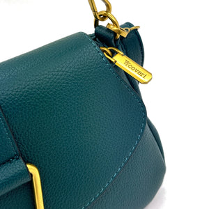 YYcoveri Borsa firmata a mano e tracolla 2 in 1 –_ mezzaluna con chiusura dorata simil pelle martellata