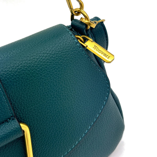 YYcoveri Borsa firmata a mano e tracolla 2 in 1 –_ mezzaluna con chiusura dorata simil pelle martellata