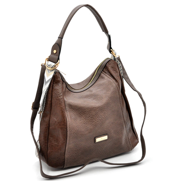 CHARRO - Borsa firmata simil pelle sacco mono spalla capiente grande tracolla cinghia a fantasia