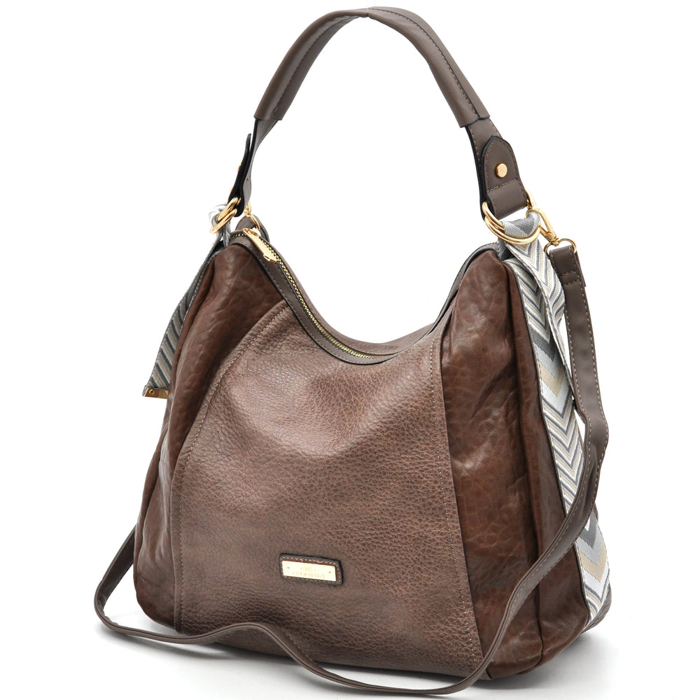 CHARRO - Borsa firmata simil pelle sacco mono spalla capiente grande tracolla cinghia a fantasia