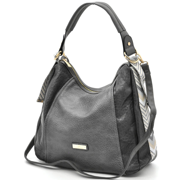 CHARRO - Borsa firmata simil pelle sacco mono spalla capiente grande tracolla cinghia a fantasia
