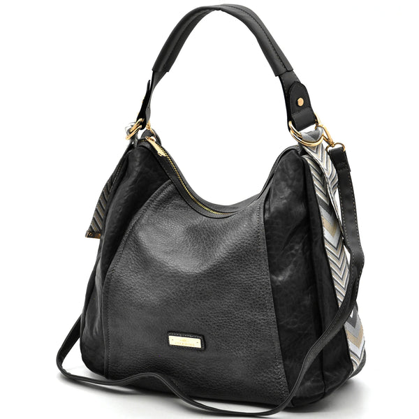 CHARRO - Borsa firmata simil pelle sacco mono spalla capiente grande tracolla cinghia a fantasia