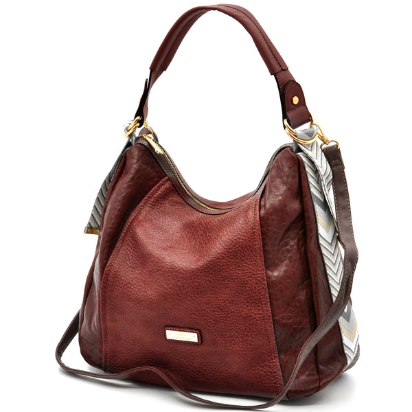 CHARRO - Borsa firmata simil pelle sacco mono spalla capiente grande tracolla cinghia a fantasia