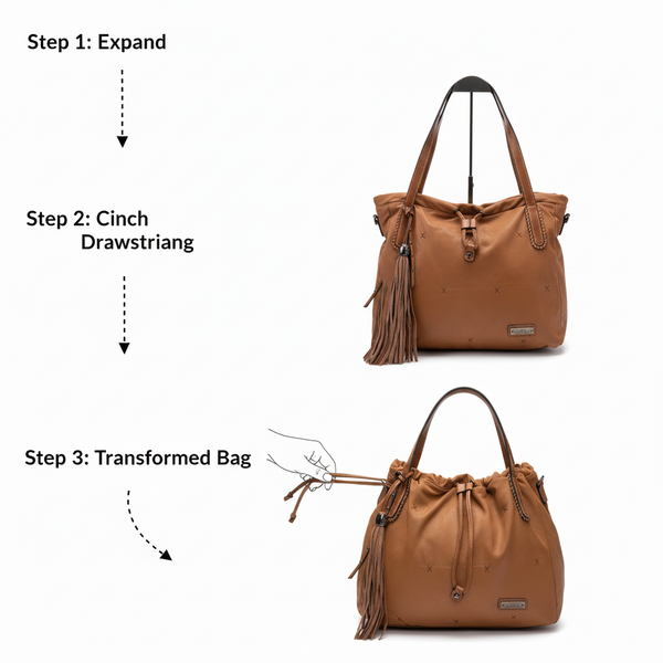 CHARRO - Borsa 2in1 trasformabile similpelle camoscio velluto morbida a sacco hobo capiente unica tinta nuovo