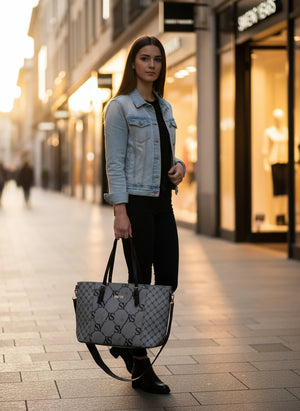 Borsa donna firmata Sweet Years in simil pelle grande tote shopping con tracolla e spalla