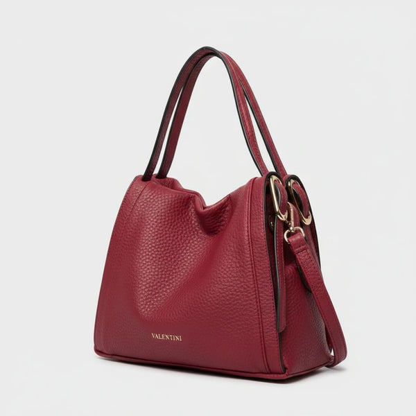 Borsa firmata Valentini a spalla bauletto tracolla casual simil pelle venata multi tasche