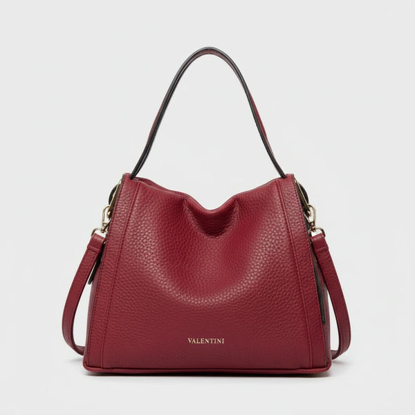 Borsa firmata Valentini a spalla bauletto tracolla casual simil pelle venata multi tasche