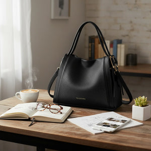 Borsa firmata Valentini a spalla bauletto tracolla casual simil pelle venata multi tasche