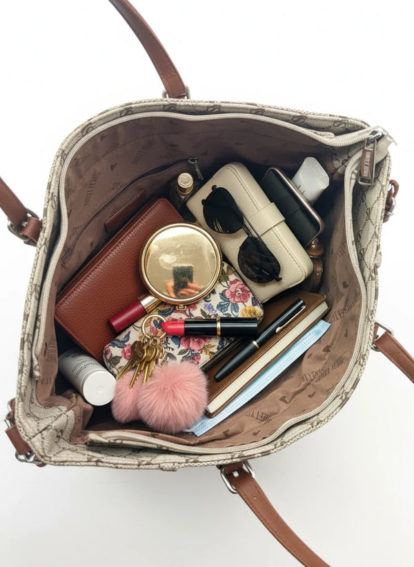 Borsa donna firmata Sweet Years in simil pelle grande tote shopping con tracolla e spalla