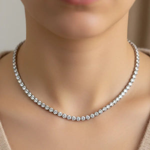 Girocollo Tennis "Punti Luce" in Acciaio Argento - Collana Elegante Regolabile