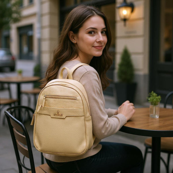 Zaino in eco Pelle B. cavalli  - Elegante e Resistente, Donna , Zaino Casual con Tasca Frontale con Zip e Tasche Laterali, Perfetto per Uso Quotidiano e Lavoro