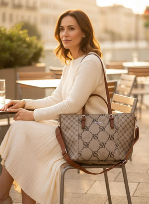 Borsa donna firmata Sweet Years in simil pelle grande tote shopping con tracolla e spalla