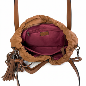 CHARRO - Borsa 2in1 trasformabile similpelle camoscio velluto morbida a sacco hobo capiente unica tinta nuovo