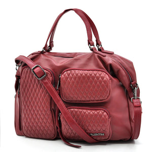VALENTINI GINO - Borsa multitasche firmata giornaliera elegante 3 zip capiente bauletto trapuntata simil pelle
