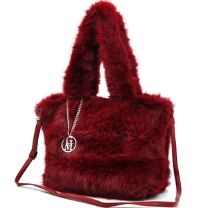 L'orsacchiotta - Borsa firmata Gyoiamea in eco pelliccia morbida teddy pelo a shopping