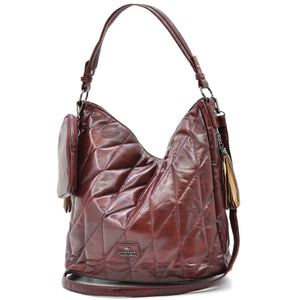 Borsa + OMAGGIO portamonete hobo biker firmato YYCOVERI donna spalla a tracolla simil pelle trapuntata effetto lucido