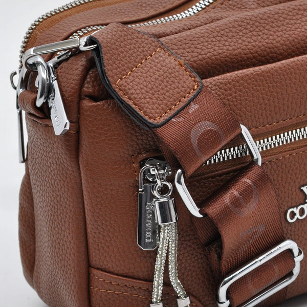 YYcoveri Borsa firmata a mano e tracolla borsetta con molte chiusure con zip simil pelle martellata