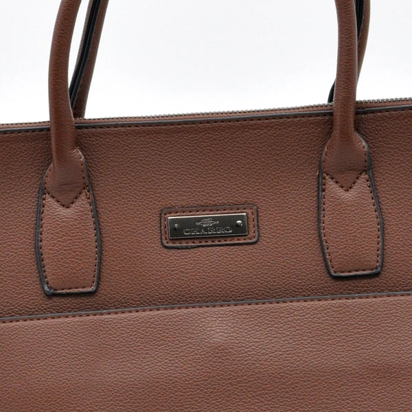 CHARRO - Borsa shopping a spalla grande tracolla casual simil pelle venata ufficio