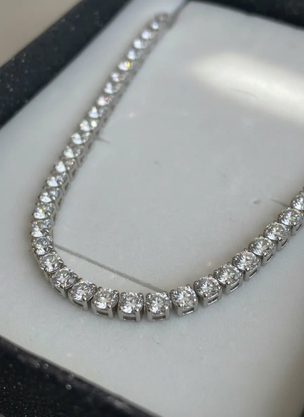 Girocollo Tennis "Punti Luce" in Acciaio Argento - Collana Elegante Regolabile