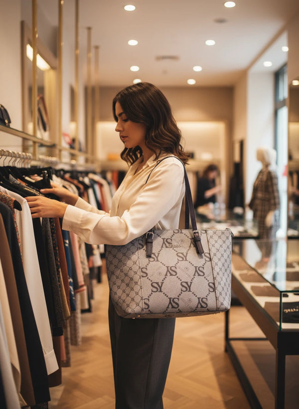 Borsa donna firmata Sweet Years in simil pelle grande tote shopping con tracolla e spalla