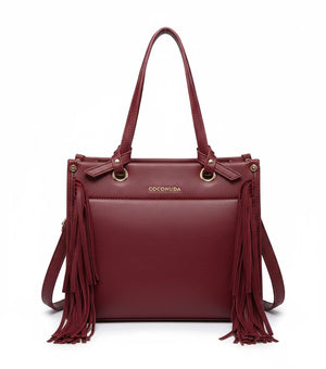 Borsa firmata COCONUDA donna spalla a tracolla simil pelle nuova bauletto shop tote bag frange nappe
