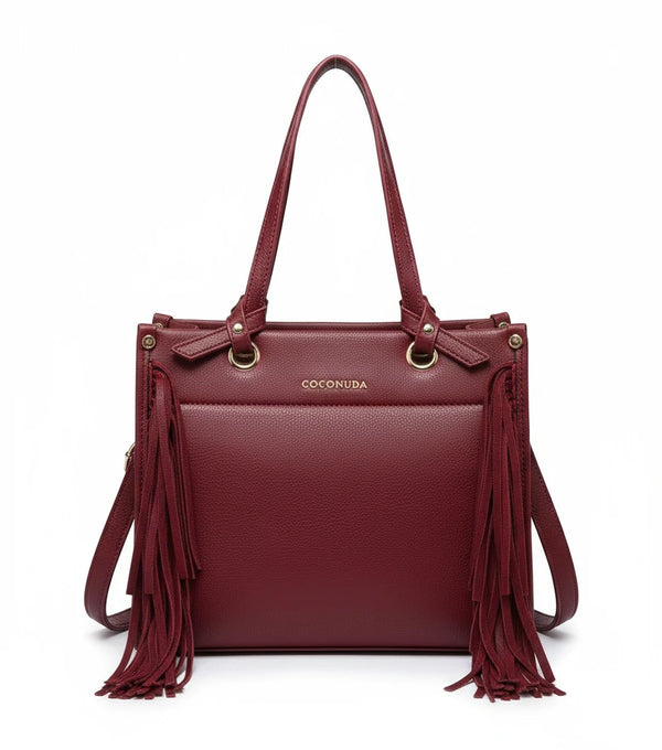 Borsa firmata COCONUDA donna spalla a tracolla simil pelle nuova bauletto shop tote bag frange nappe