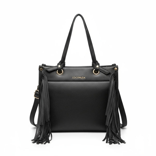 Borsa firmata COCONUDA donna spalla a tracolla simil pelle nuova bauletto shop tote bag frange nappe