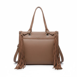 Borsa firmata COCONUDA donna spalla a tracolla simil pelle nuova bauletto shop tote bag frange nappe