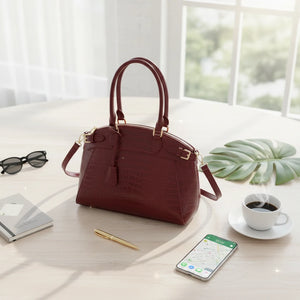 La Scagliuzza - Borsa firmata Gyoiamea a spalla bauletto tracolla casual simil pelle squamata pitonata lucida vernice