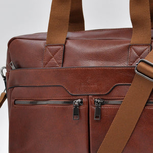 Borsa Uomo firmato B. Cavalli Cartella Tracolla in Pelle Sintetica Marrone — Ventiquattrore Casual Business