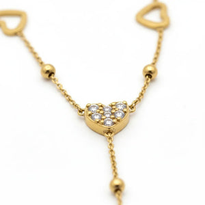 Collana a Y con Cuoricini in Acciaio Oro - Girocollo Lariat Regolabile