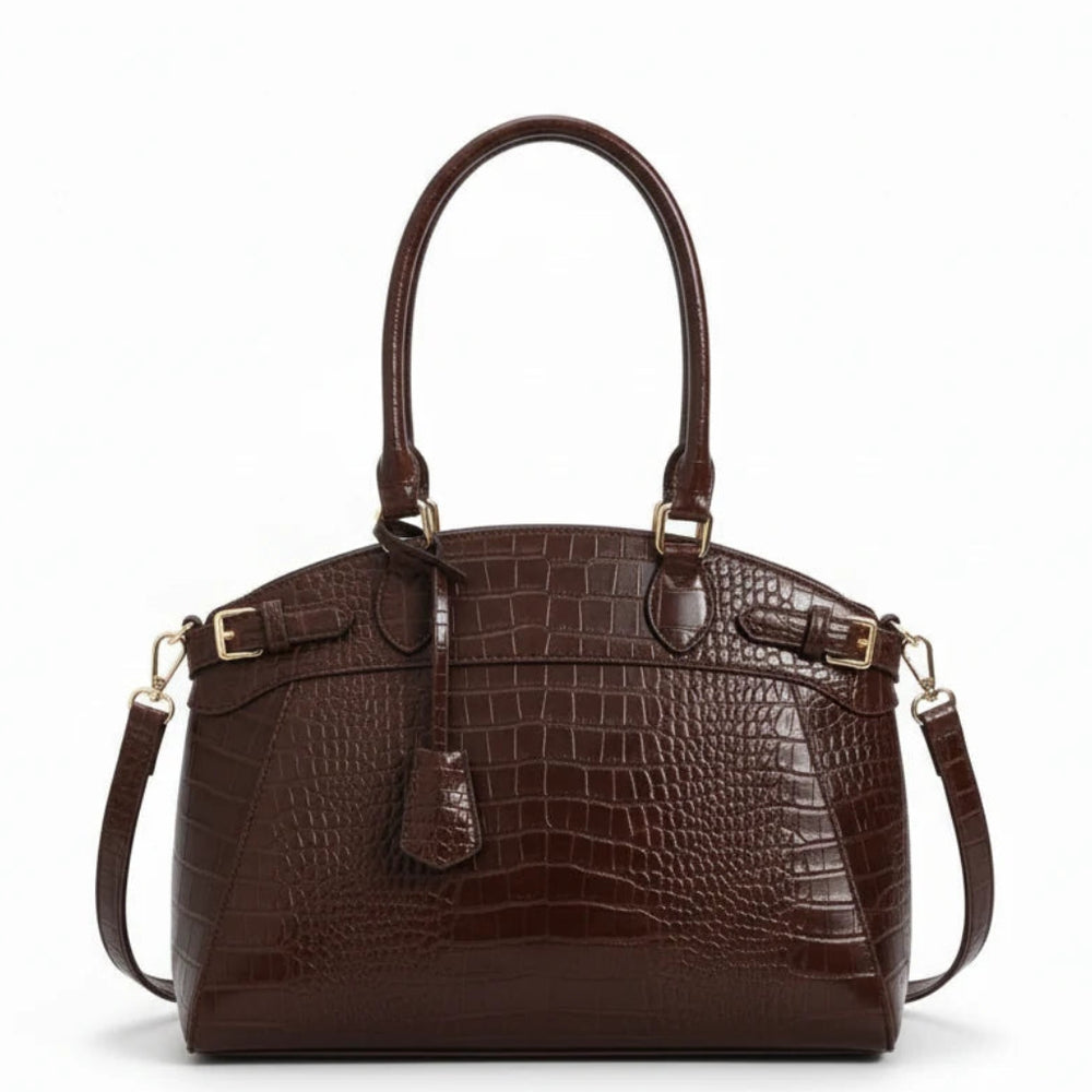 La Scagliuzza - Borsa firmata Gyoiamea a spalla bauletto tracolla casual simil pelle squamata pitonata lucida vernice