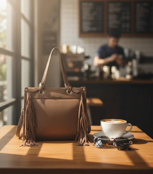 Borsa firmata COCONUDA donna spalla a tracolla simil pelle nuova bauletto shop tote bag frange nappe