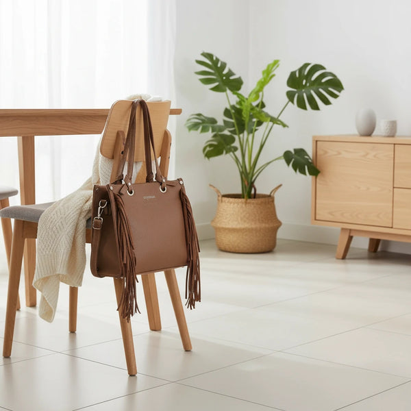 Borsa firmata COCONUDA donna spalla a tracolla simil pelle nuova bauletto shop tote bag frange nappe