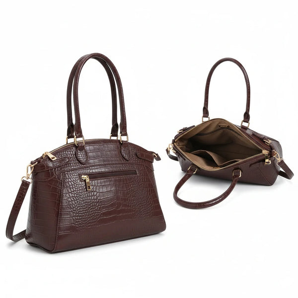 La Scagliuzza - Borsa firmata Gyoiamea a spalla bauletto tracolla casual simil pelle squamata pitonata lucida vernice