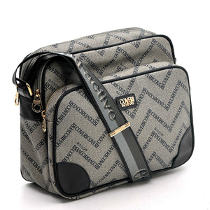 Borsa tracolla firmata COVERI ACTIVE in simil pelle pregiata tasche con cerniera fantasia logata originale toppe