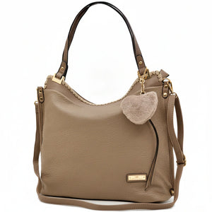 CHARRO - Borsa shopping pon pon cuore a spalla grande tracolla casual simil pelle venata