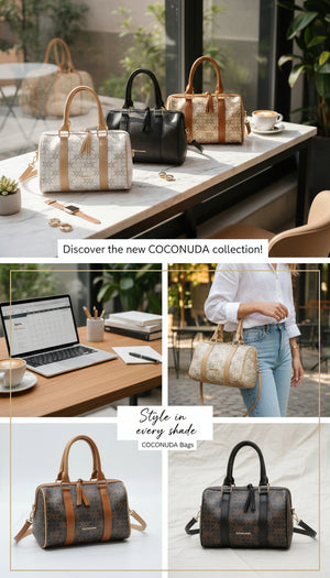 Borsa bauletto firmata COCONUDA a tracolla elegante casual simil pelle logo fantasia