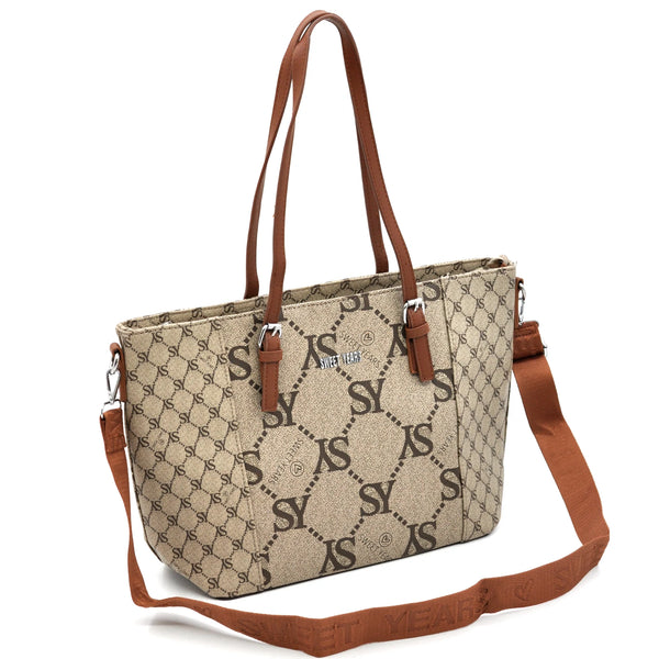 Borsa donna firmata Sweet Years in simil pelle grande tote shopping con tracolla e spalla