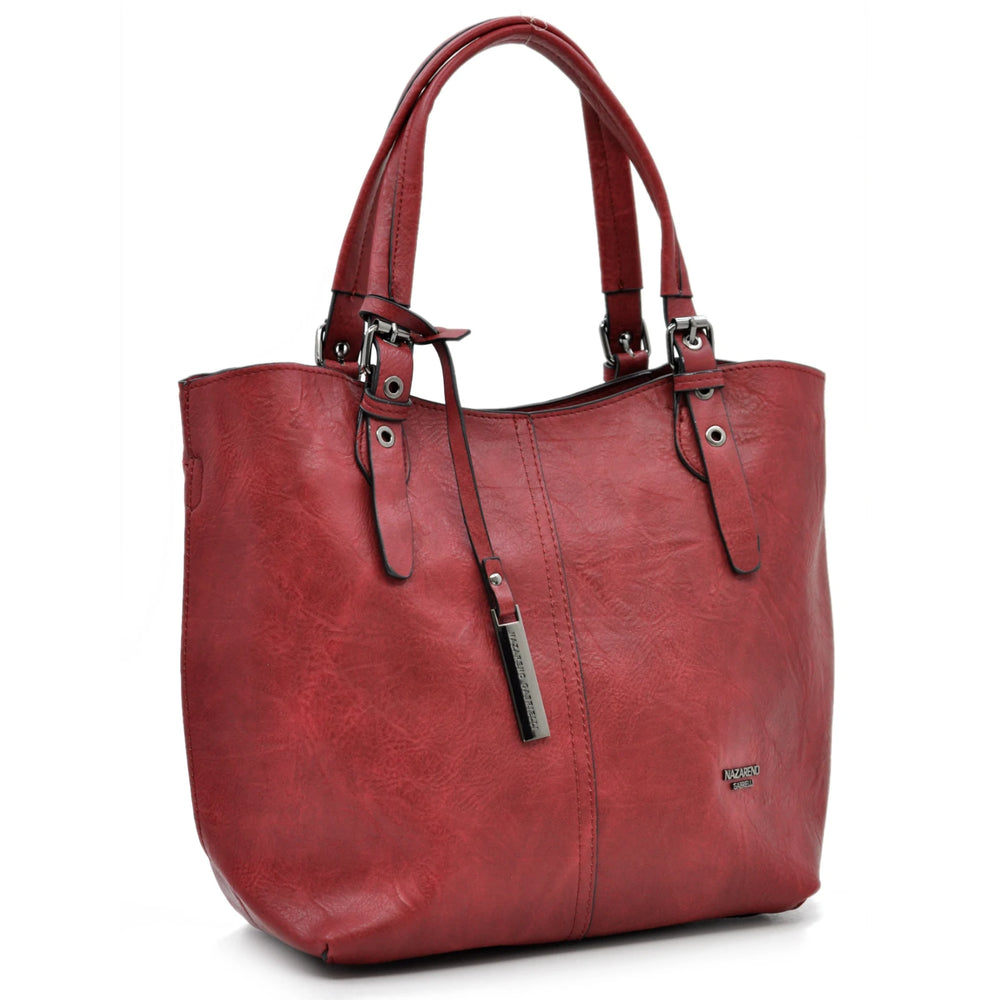 Borsa firmata Nazareno Gabrielli + pochette OMAGGIO donna spalla shopping capiente simil pelle venata coconuda