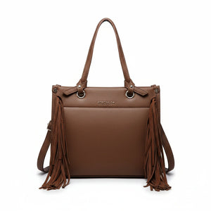 Borsa firmata COCONUDA donna spalla a tracolla simil pelle nuova bauletto shop tote bag frange nappe